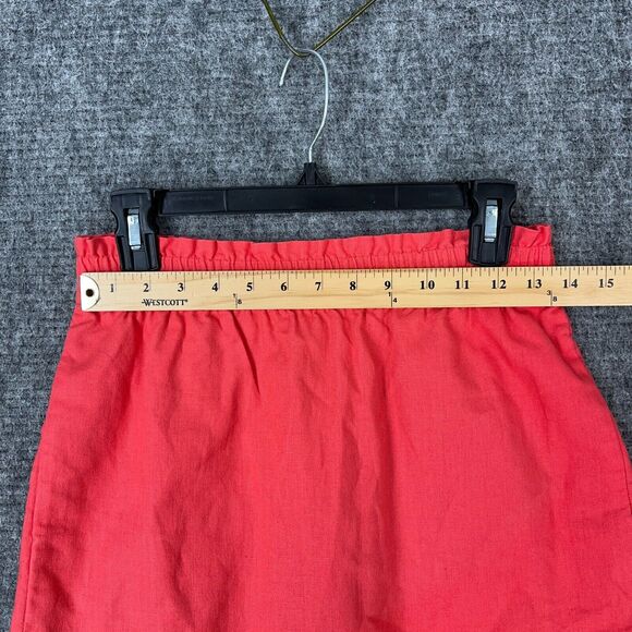 J Crew Skirt‎ Womens 2 Short Linen Cotton Elastic Waist Red Paper Bag Lined - Picture 6 of 11
